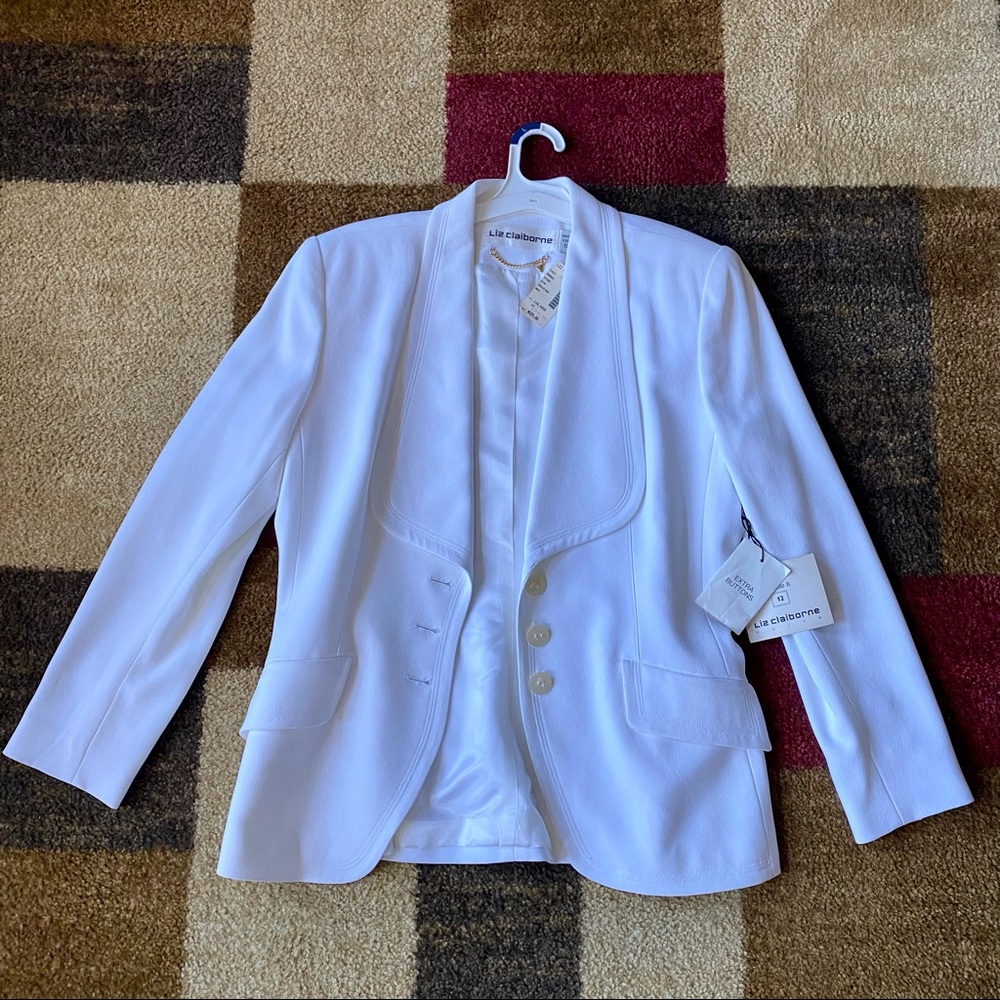 NWT Liz Claiborne White Blazer Suit Button Jacket